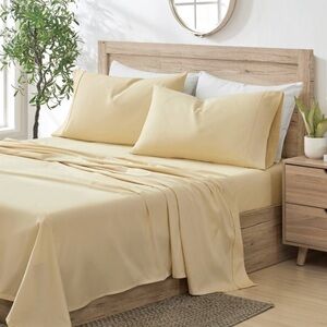 Nwt  100% organic cotton solid full size 4 piece sheet set kindlier